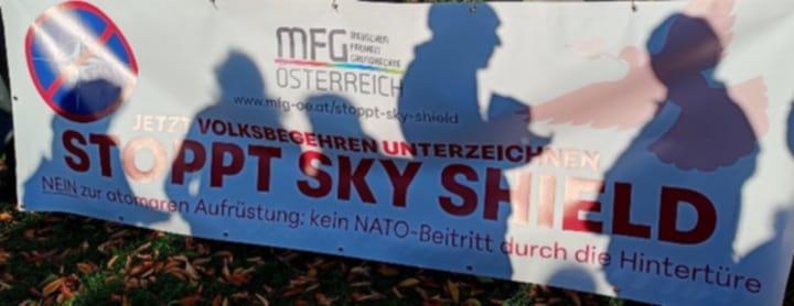 MFG: Stoppt Sky Shield! Foto: Dietmar Pichler, INVED, Institut zur Verteidigung der Europäischen Demokratien